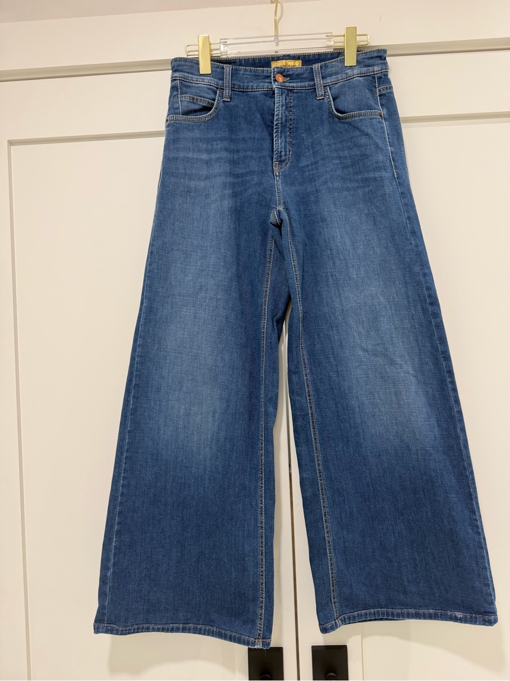 Cambio Palazzo Wide Leg Jeans Size 36 Blue High Rise Stretch Denim